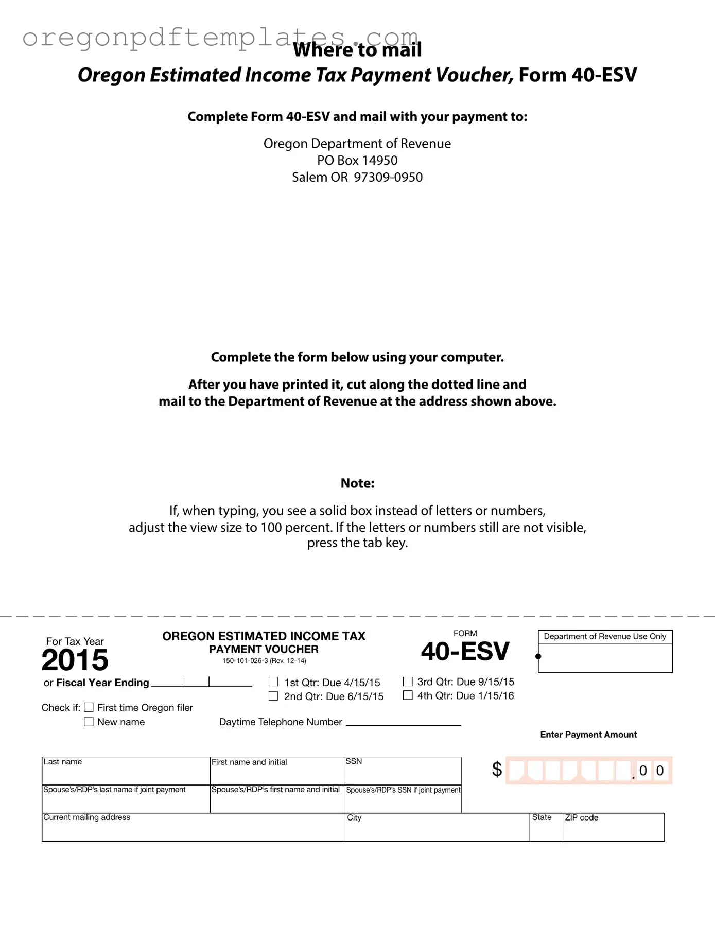 Blank Oregon 40 Esv Form
