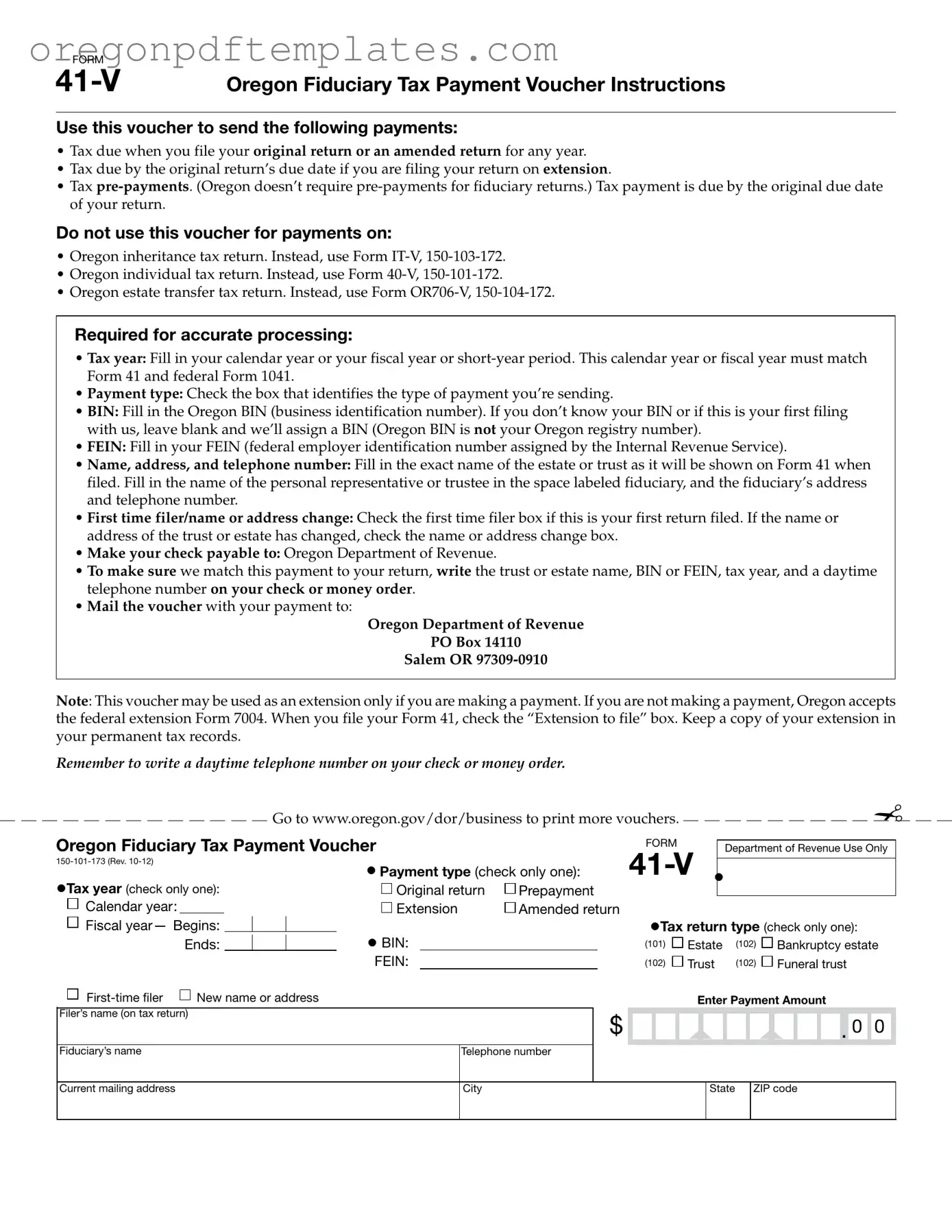 Blank Oregon 41 V Form