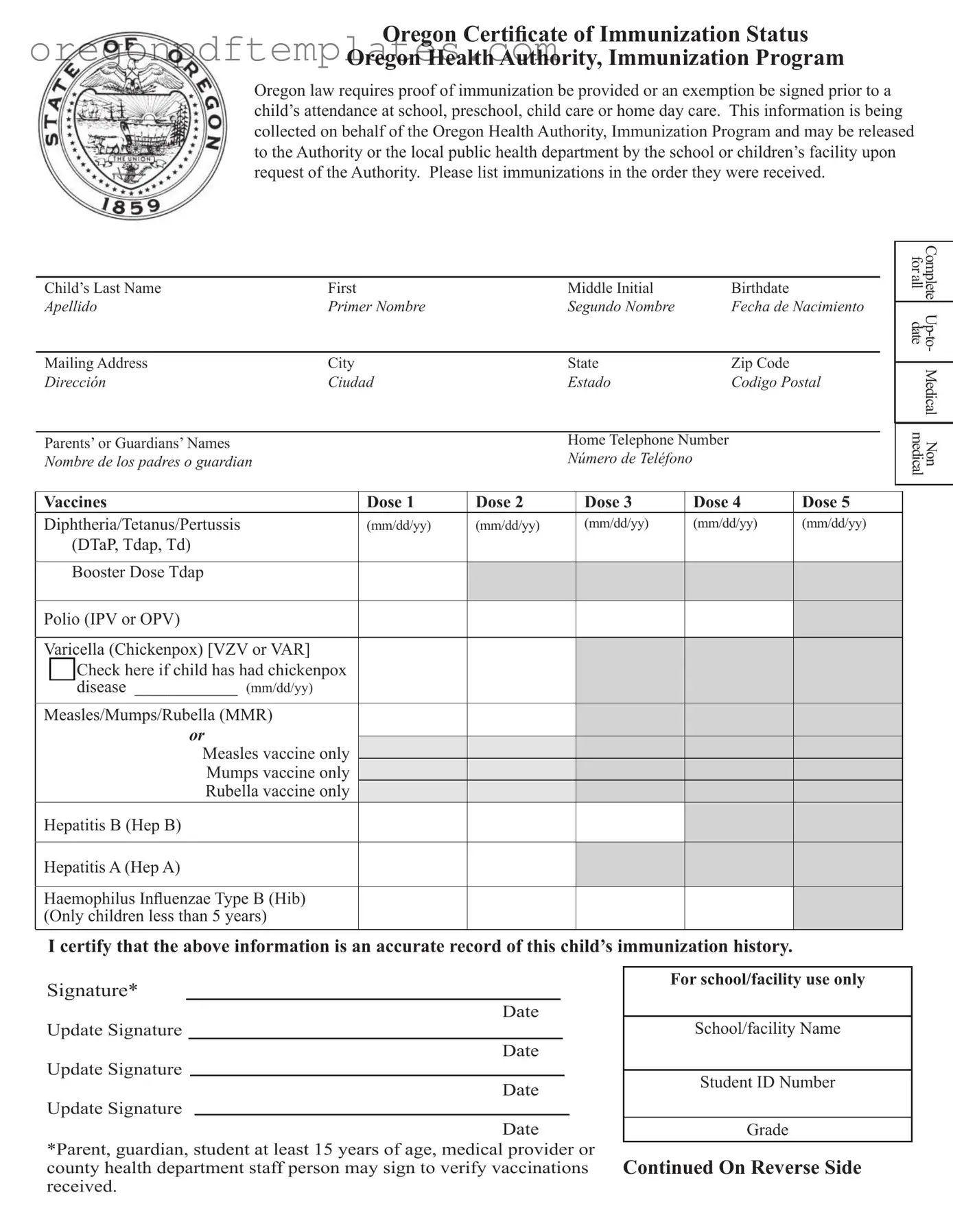 Blank Oregon 53 05A Form