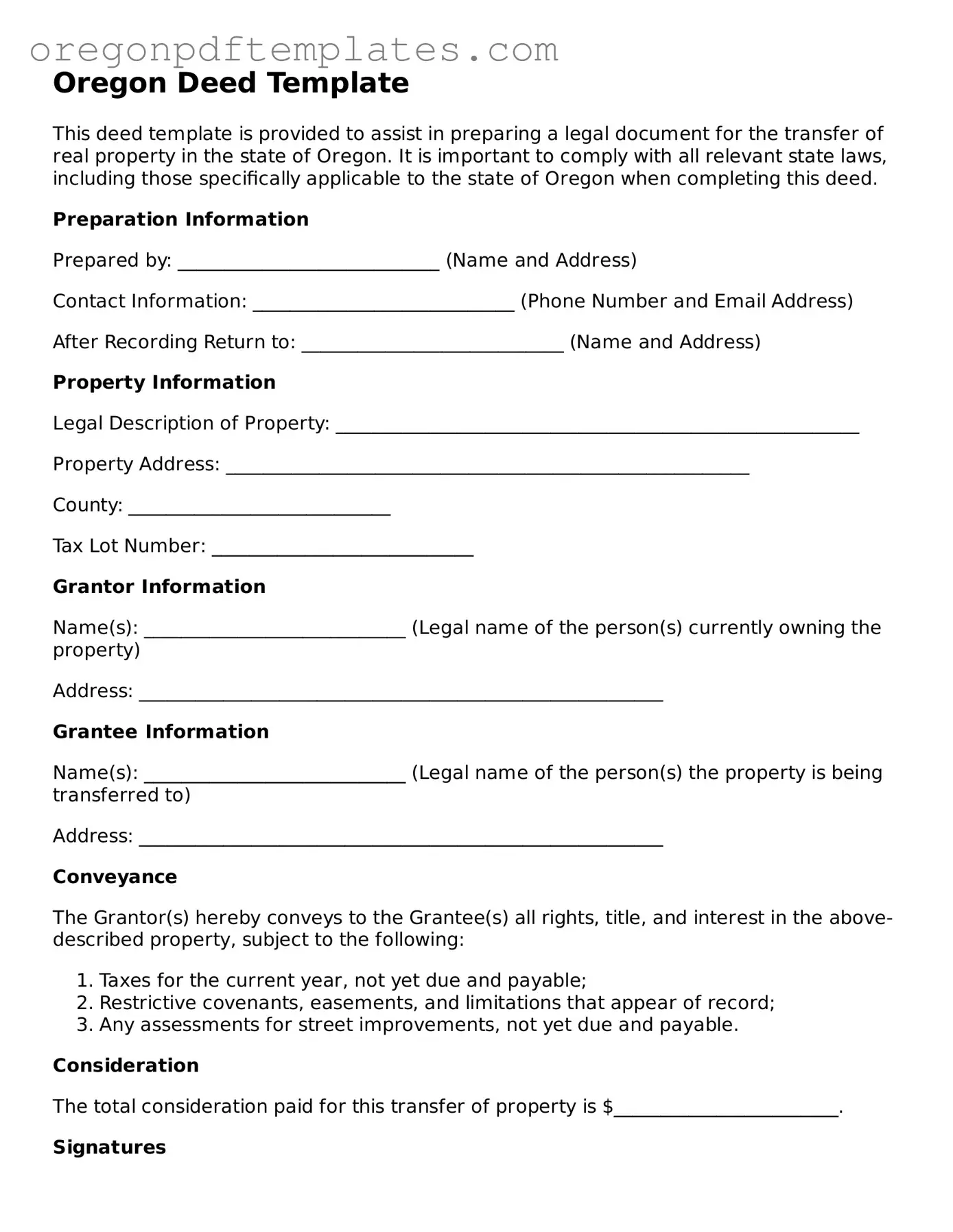 Deed Document for Oregon State
