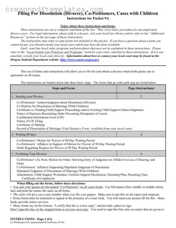 Blank Divorce Papers Oregon Form