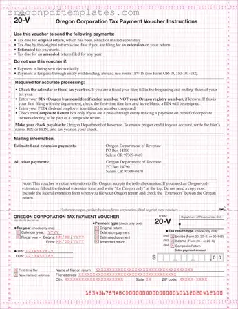 Blank Oregon 20 V Form