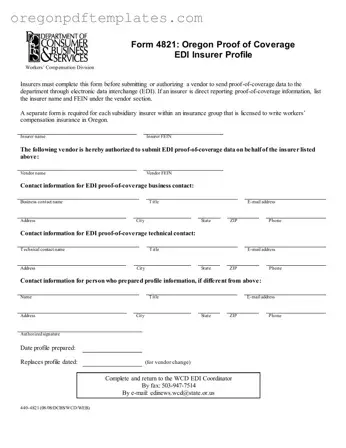 Blank Oregon 4821 Form