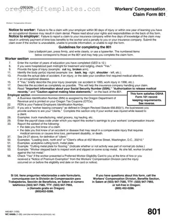 Blank Oregon 801 Form