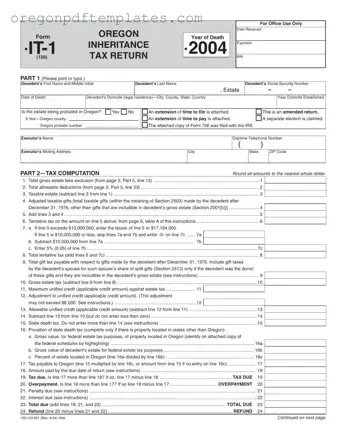 Blank Oregon It 1 Form
