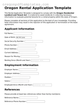 Rental Application Document for Oregon State