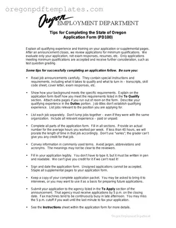 Blank State Of Oregon Jobs Form